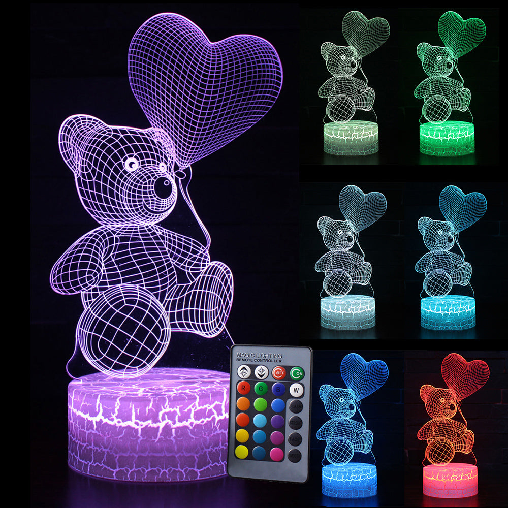 3D Cute Hologram Bear Creative Night Light