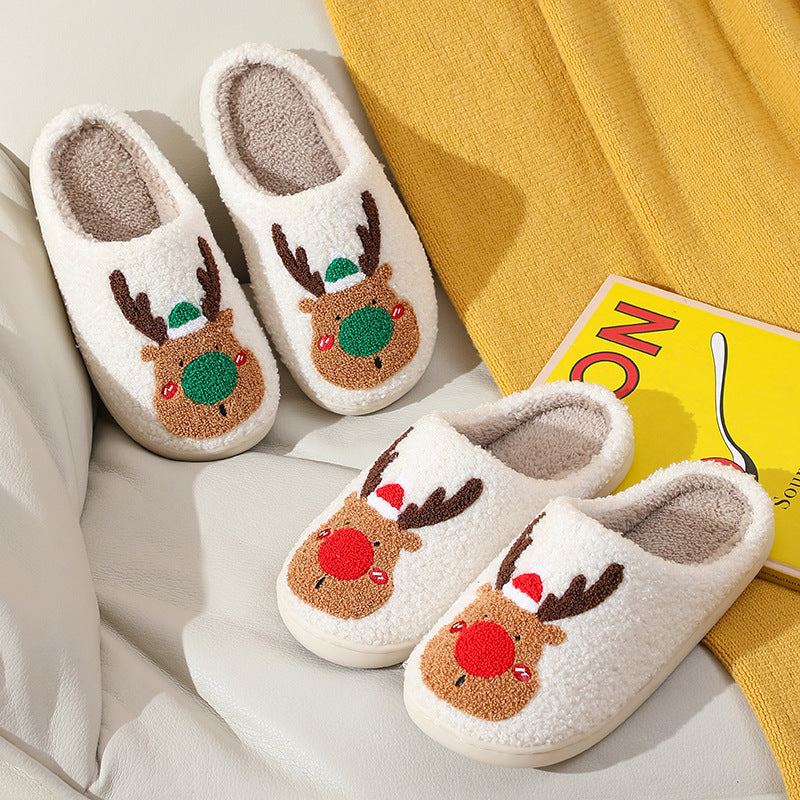 Winter Warm Christmas Elk Cotton Slippers