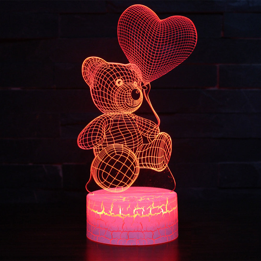 3D Cute Hologram Bear Creative Night Light