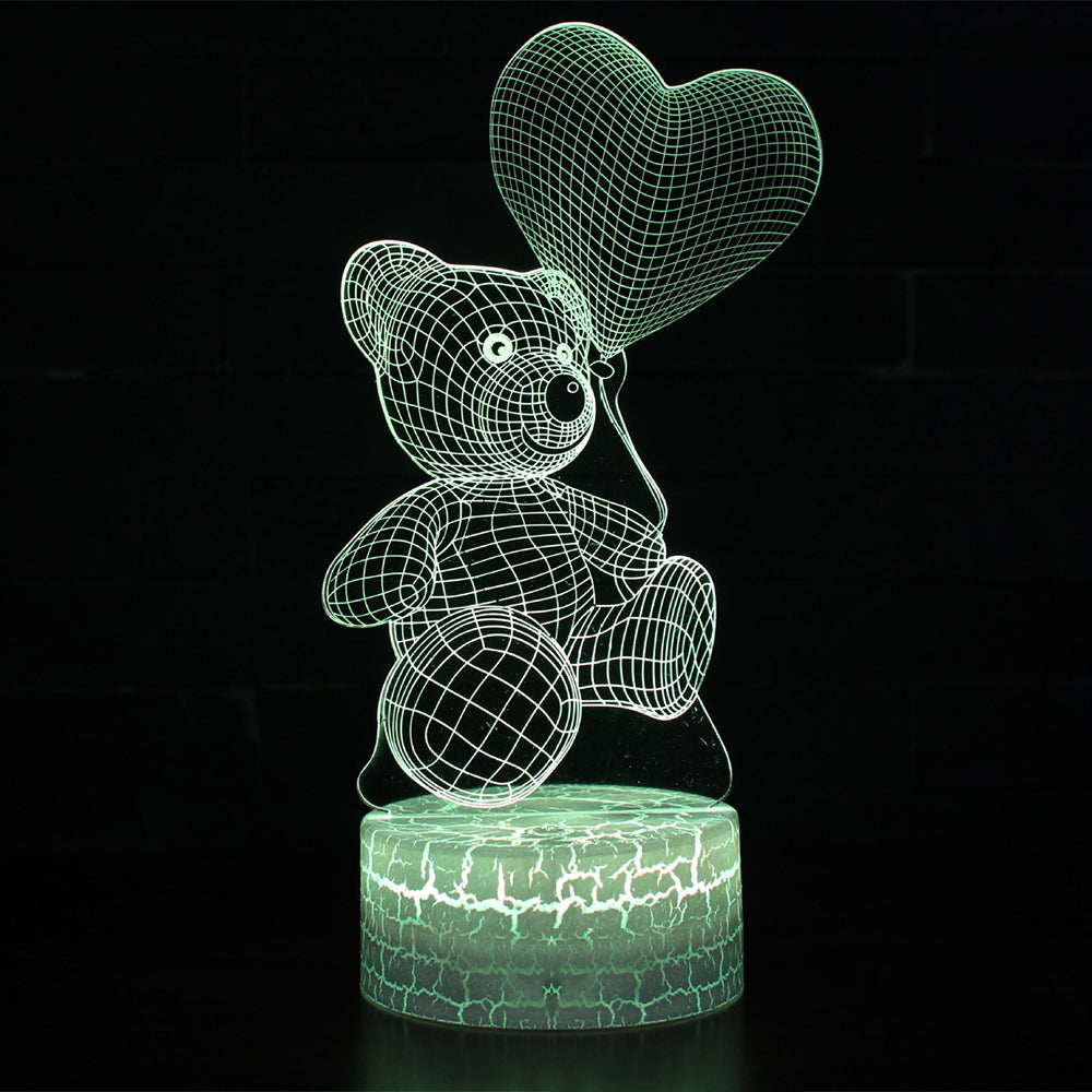 3D Cute Hologram Bear Creative Night Light