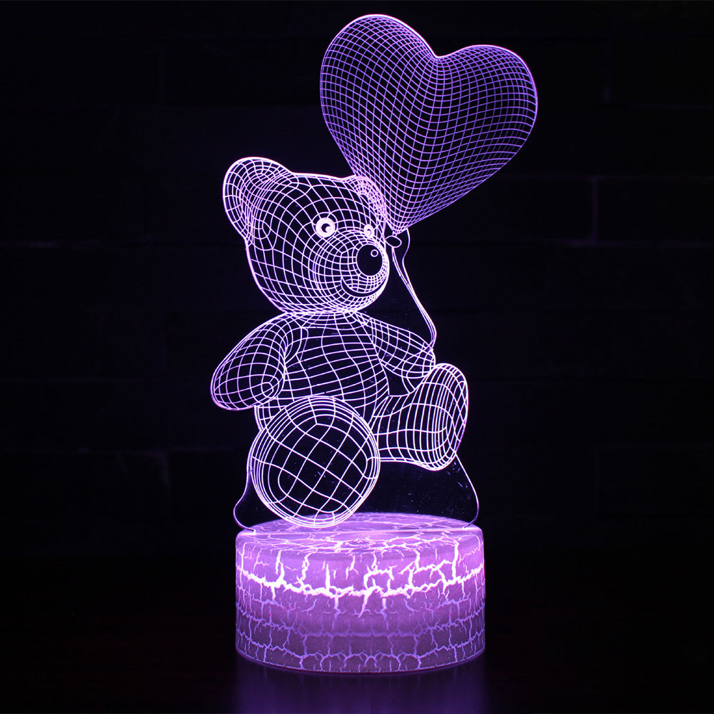 3D Cute Hologram Bear Creative Night Light